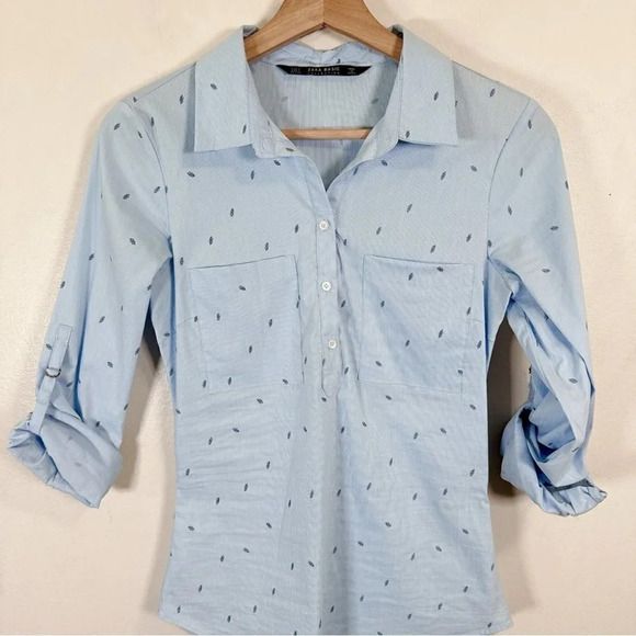 Zara Button Up  Collar Print Shirt - Picture 3 of 12